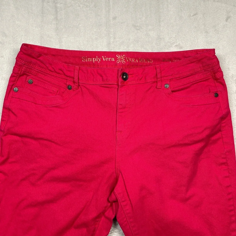 Simply Vera Vera Wang Pants Womens 16 Pink Skinny Ankle Mid Rise Stretch Slim